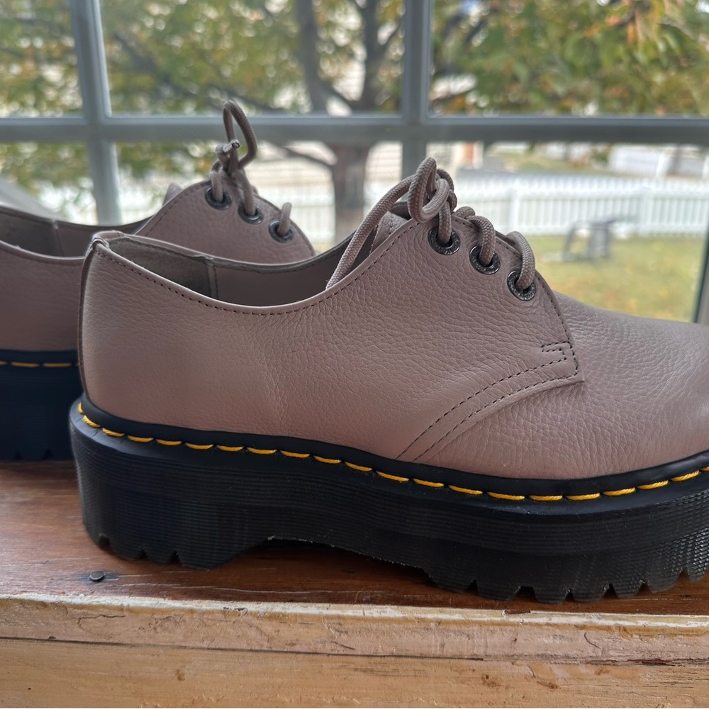 Dr. Martens Lavender / Taupe Quad Leather Platform Oxfords